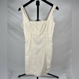 Old Navy Beige Linen Blend Dress Smocked Back Casual Womens Medium